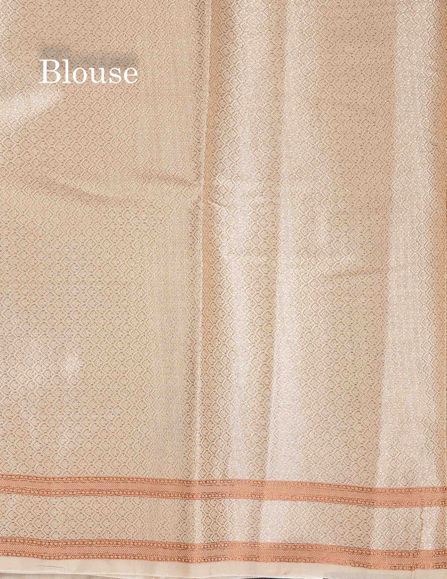 Fancy Cotton Mix Saree - Cream Sandal Silver & Copper Zari Buttta With Fancy Border