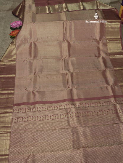 Beautiful Chocolate Pure Kanjivaram Silk Saree With Self Border