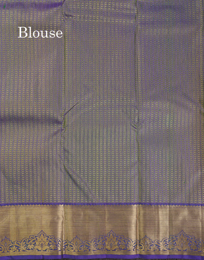 Beautiful Parrot Green Bridal Pure Kanjivaram Silk Saree With Contrast Royal Blue Traditional Border