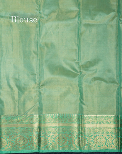 Sea Green Tissue Puremix Silk Saree With Contrast Rexona Green Traditional Border