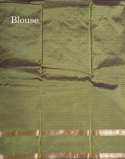 Light Weight Semi Silk Saree - Brown Checks With Butta With Traditional Rettapet Border