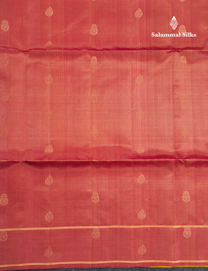Beautiful Light Chocolate Pure Kanjivaram Soft Silk Saree With Contrast Manthulir Yellow Blouse