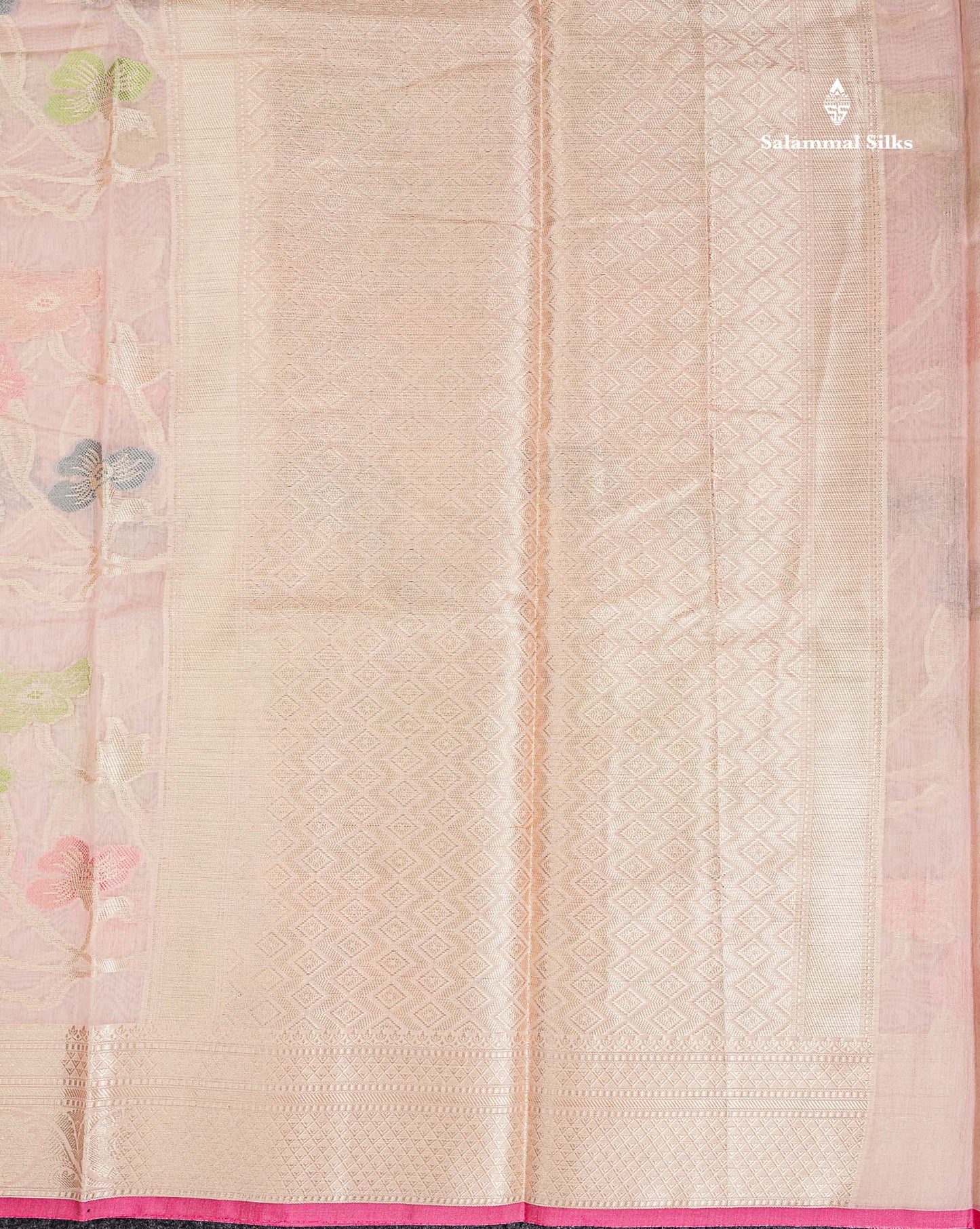 Cotton Mix Saree - Peach Meenakari Work Along With Fancy Border