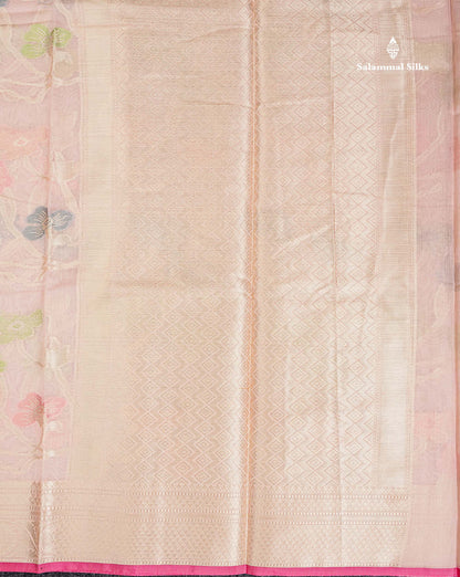 Cotton Mix Saree - Peach Meenakari Work Along With Fancy Border
