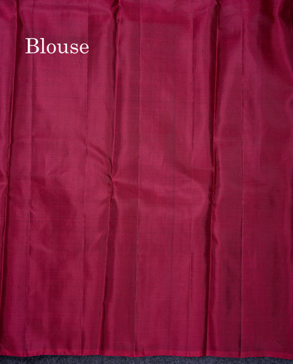 Beautiful Dual Tone Green Fancy Pure Kanjivaram Silk Saree With Contrast Dual Tone Maroon Blouse