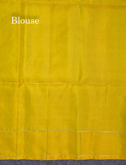 Beautiful Light Chocolate Pure Kanjivaram Soft Silk Saree With Contrast Manthulir Yellow Blouse