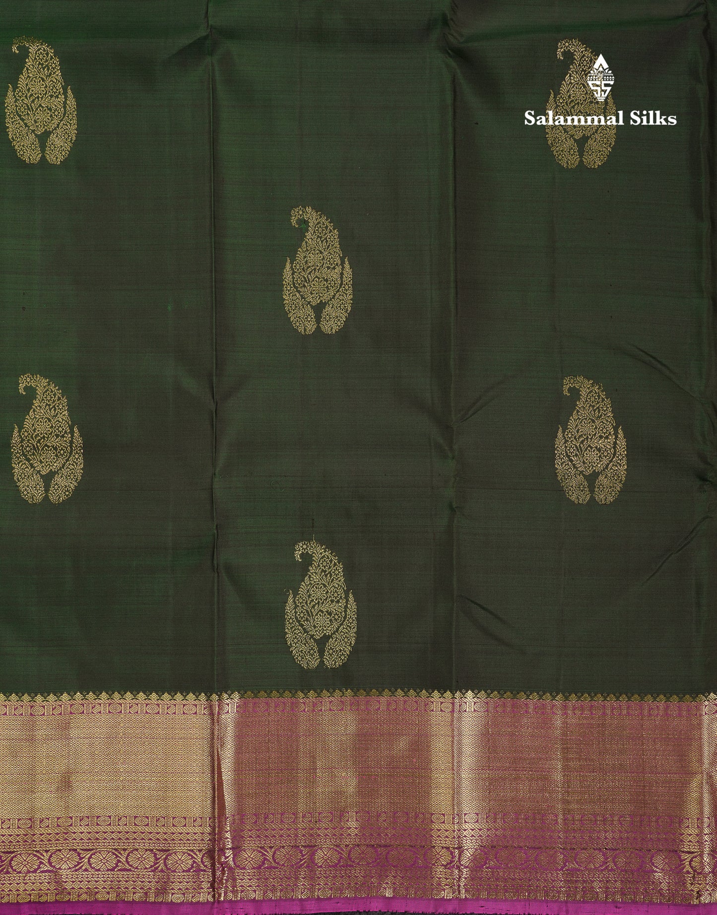 Beautiful Bottle Green Pure Kanjivaram Silk Saree with Contrast Pink Traditional Evening Morning Border