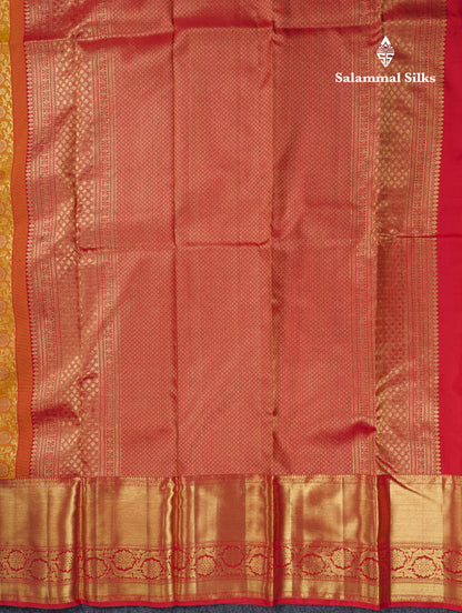 Yellow Meenakari Work Beautiful Bridal Pure Kanjivaram Silk Saree With Maroon Border