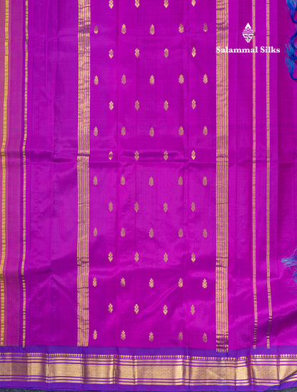Dual Tone Pink Pure Kanjivaram Silk Saree With Contrast Vadamalli One Side Traditional Border
