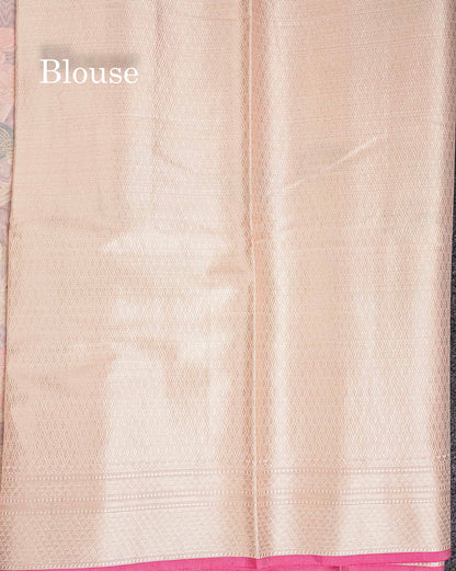 Cotton Mix Saree - Peach Meenakari Work Along With Fancy Border