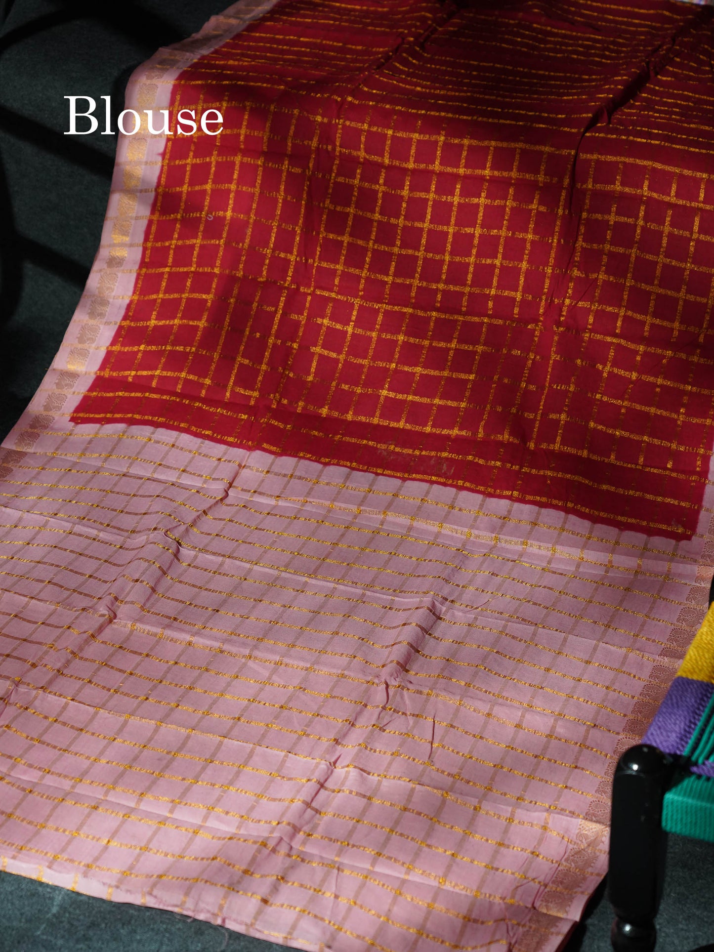 Beautiful Orange Zari Checks Sungudi Cotton Saree With Contrast Sea Blue Traditional Border
