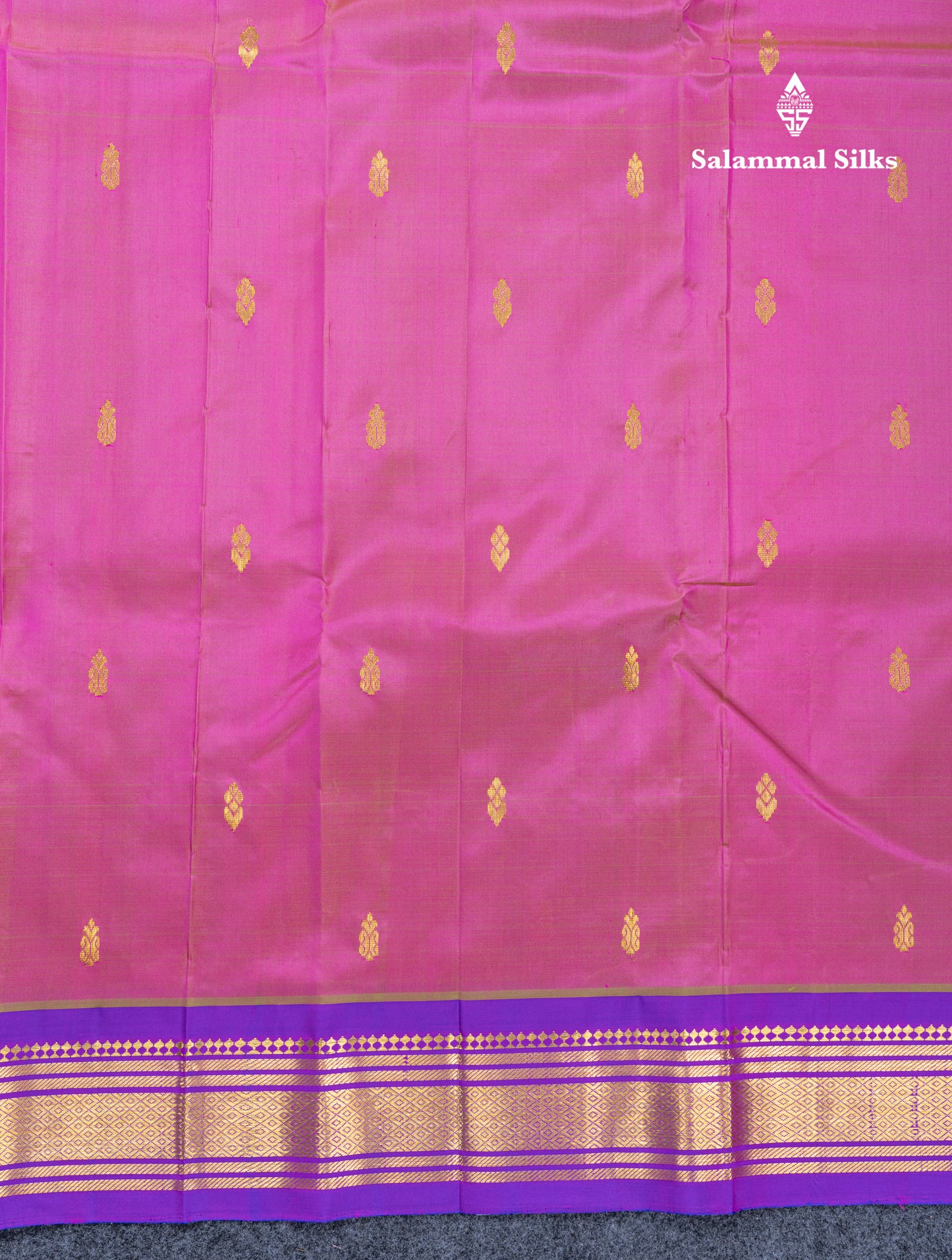 Dual Tone Pink Pure Kanjivaram Silk Saree With Contrast Vadamalli One Side Traditional Border