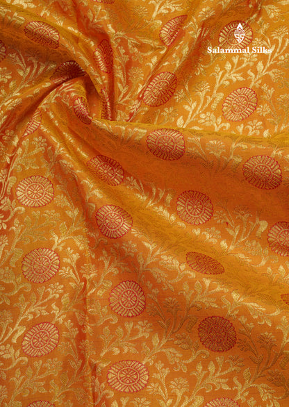 Yellow Meenakari Work Beautiful Bridal Pure Kanjivaram Silk Saree With Maroon Border