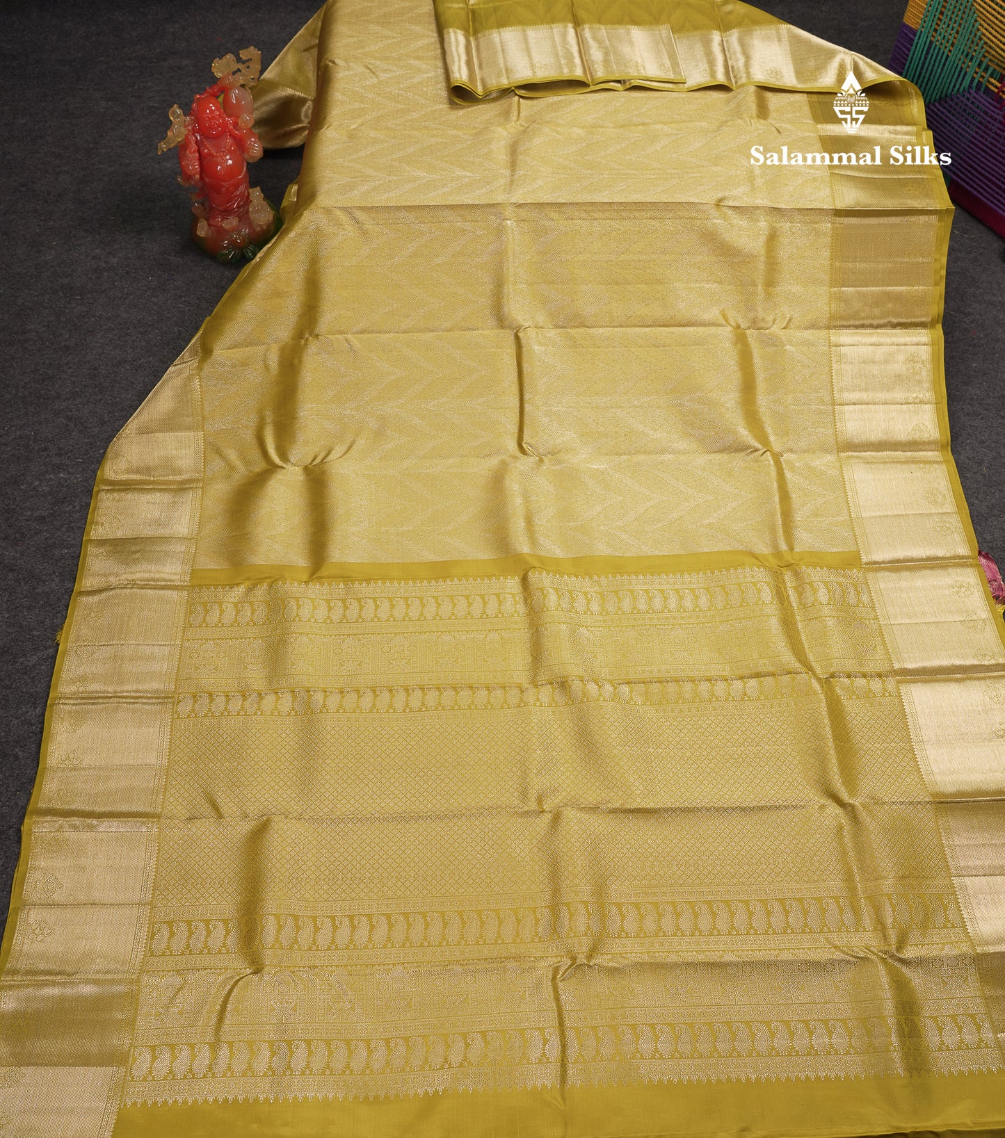 Beautiful Manthulir Yellow Bridal Pure Kanjivaram Silk Saree With Traditional Border