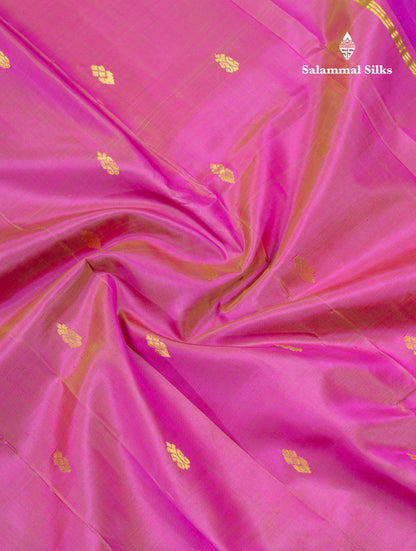 Dual Tone Pink Pure Kanjivaram Silk Saree With Contrast Vadamalli One Side Traditional Border