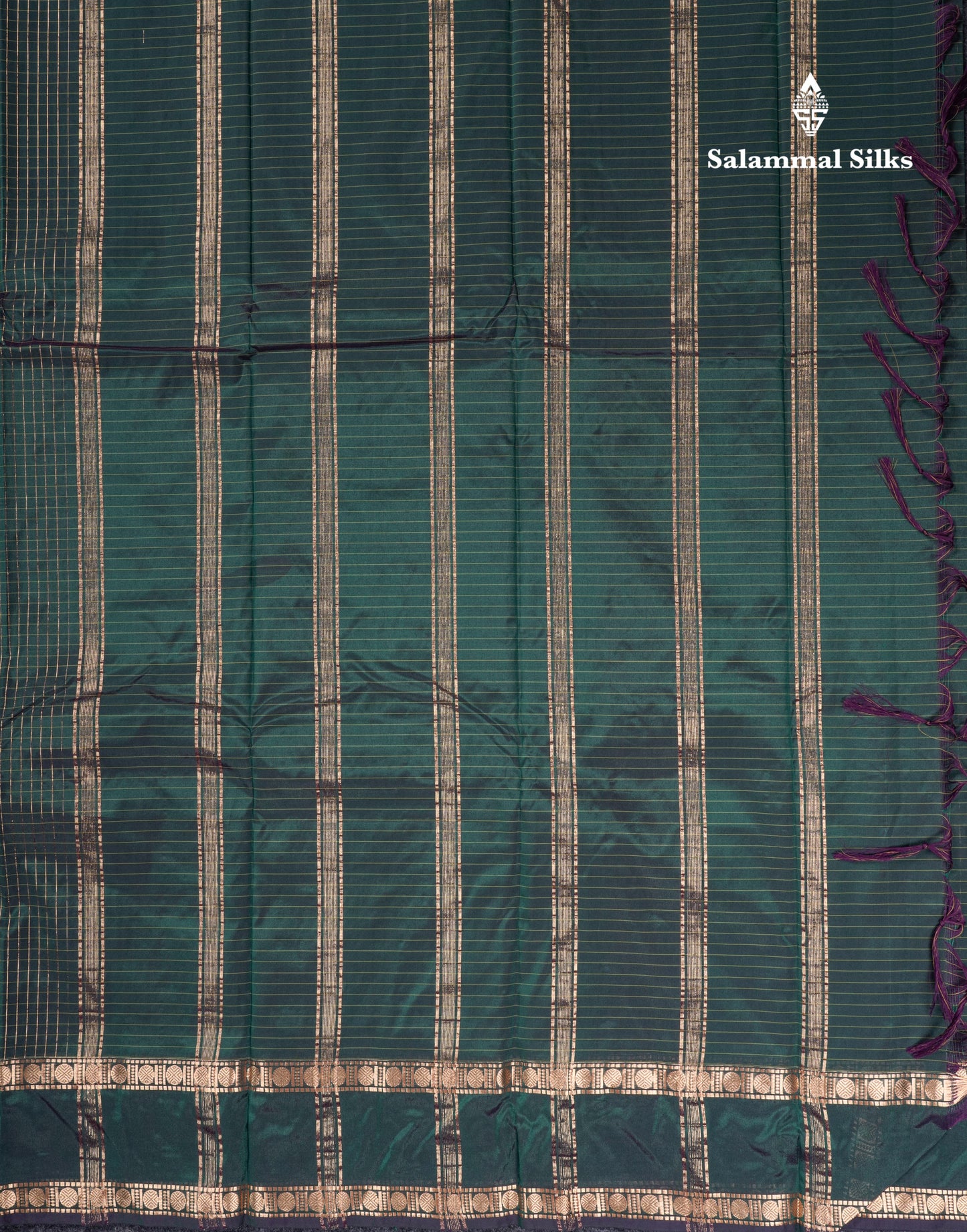 Light Weight Semi Silk Saree - Brown Checks With Butta With Traditional Rettapet Border