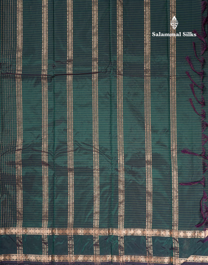 Light Weight Semi Silk Saree - Brown Checks With Butta With Traditional Rettapet Border