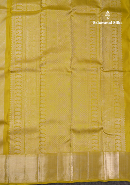 Beautiful Manthulir Yellow Bridal Pure Kanjivaram Silk Saree With Traditional Border