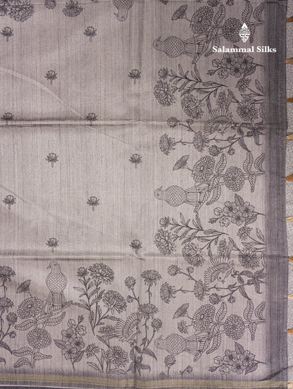 Light Purple Colour Semi Tussar Fancy Saree With Designer Blouse