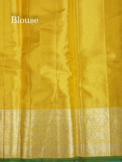 Beautiful Gold Tissue Pure Kanjivaram Silk Saree (2G) Zari With Self Border