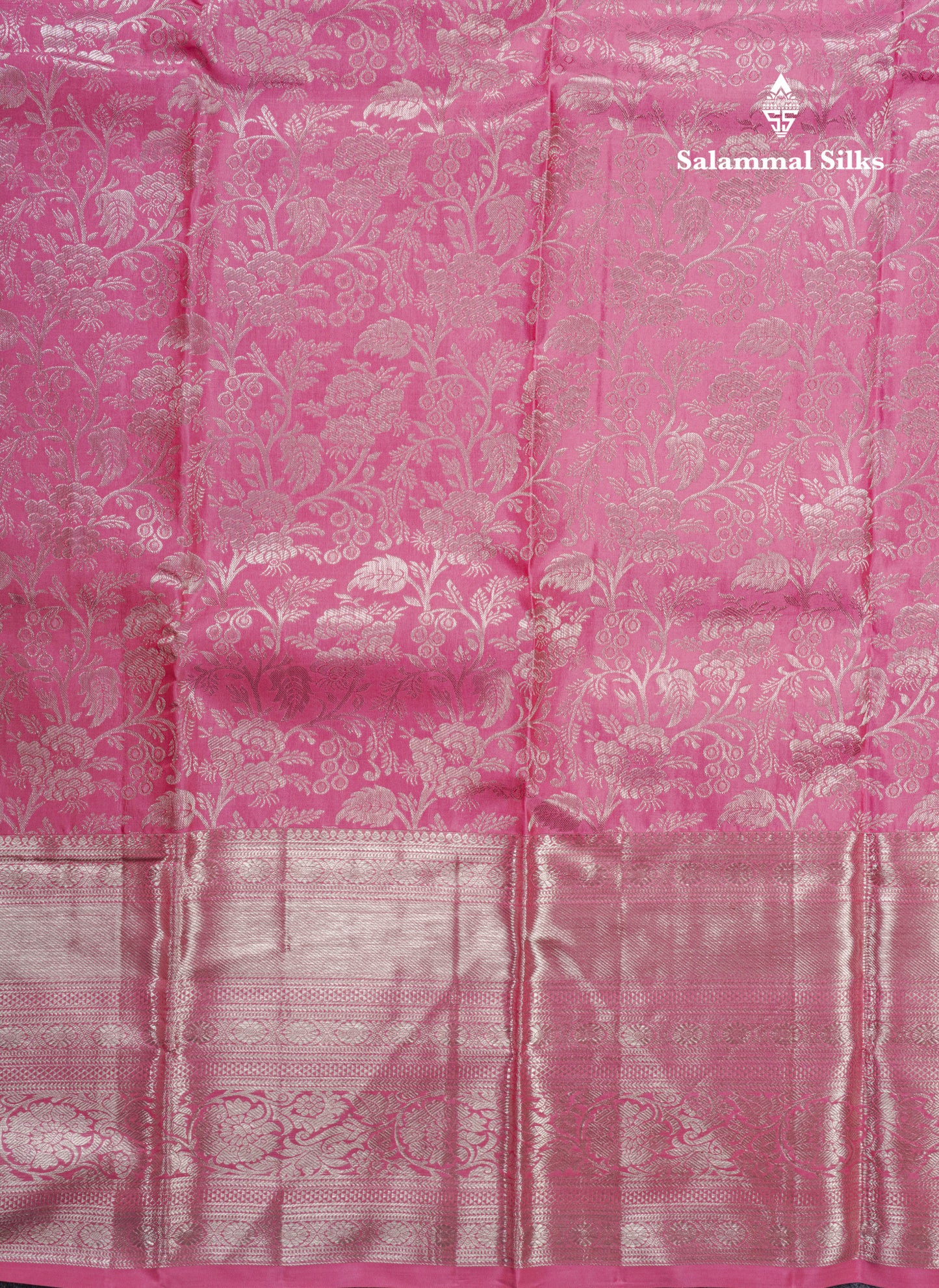 Light Pink Grand Beautiful Bridal Pure Kanjivaram Silk Saree With Silver Zari Evening Morning Border