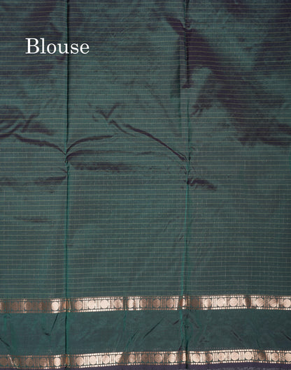 Light Weight Semi Silk Saree - Brown Checks With Butta With Traditional Rettapet Border