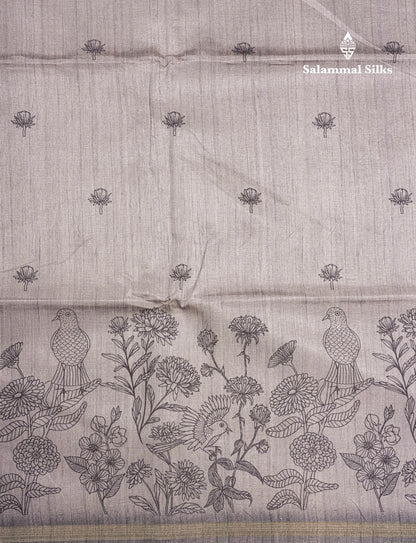 Light Purple Colour Semi Tussar Fancy Saree With Designer Blouse
