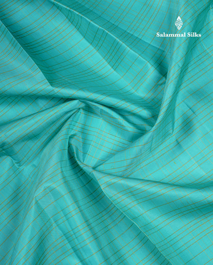Beautiful Sapphire Blue Pure Kanjivaram Silk Saree With Contrast Manthulir Yellow Fancy One Side Border