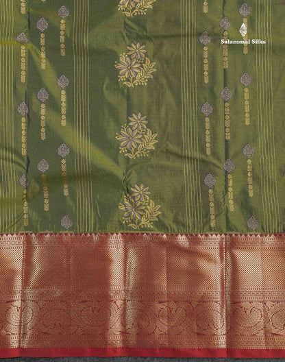 Semi Silk Saree - Grey Colour Body With Contrast Maroon Evening Morning Border