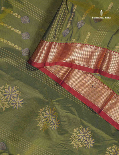Semi Silk Saree - Grey Colour Body With Contrast Maroon Evening Morning Border