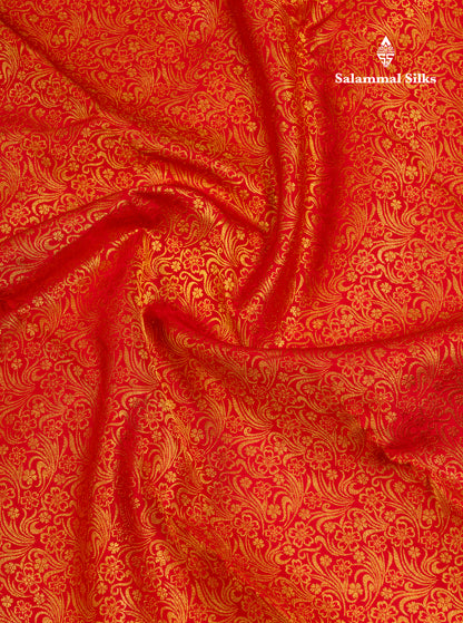Chilly Red Bridal Pure Kanjivaram Silk Saree With Traditional Border