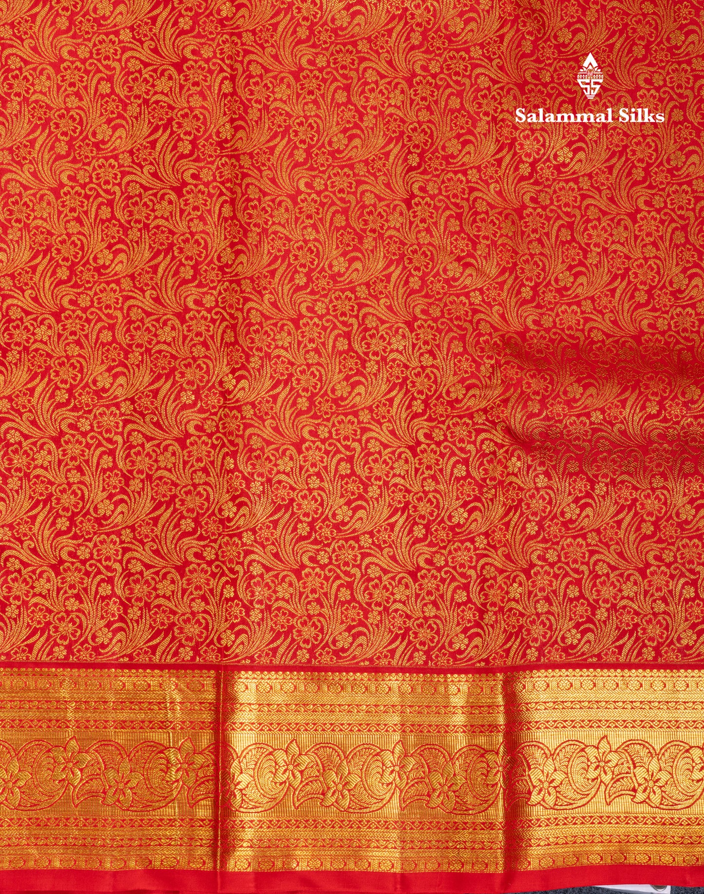 Chilly Red Bridal Pure Kanjivaram Silk Saree With Traditional Border