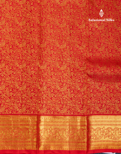 Chilly Red Bridal Pure Kanjivaram Silk Saree With Traditional Border