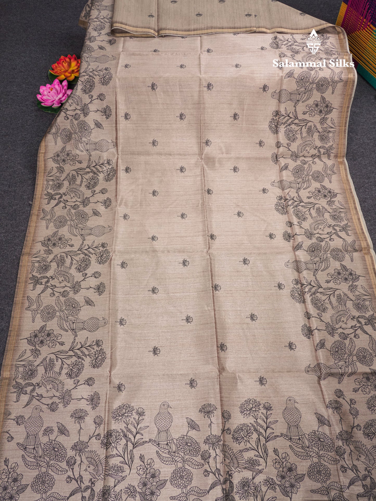 Light Purple Colour Semi Tussar Fancy Saree With Designer Blouse