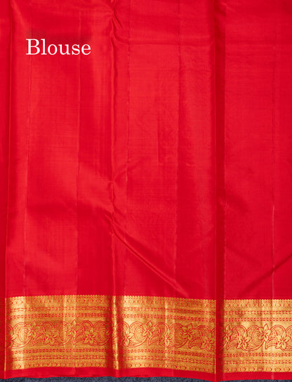Chilly Red Bridal Pure Kanjivaram Silk Saree With Traditional Border