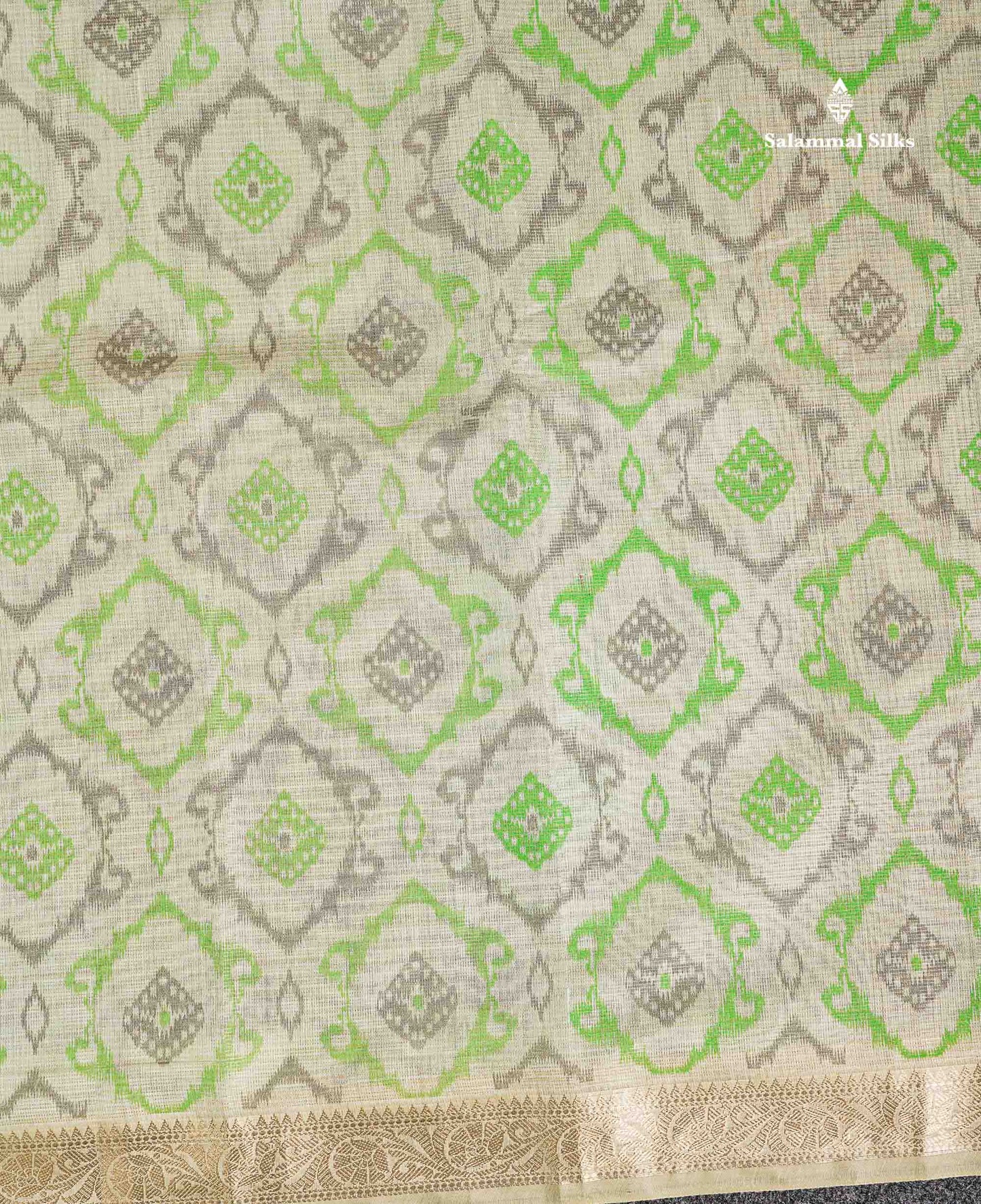 Cotton Mix Saree -  Light Pista Green Vaira Oosi Lines  Along With Fancy Border