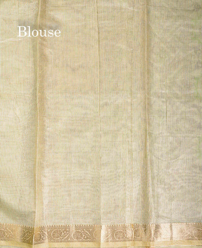 Cotton Mix Saree -  Light Pista Green Vaira Oosi Lines  Along With Fancy Border