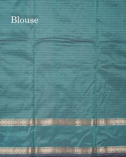 Light Weight Semi Silk Saree - Brown Checks With Butta With Traditional Rettapet Border