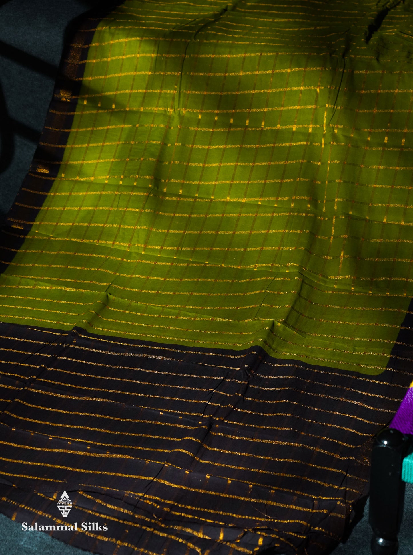 Beautiful Orange Zari Checks Sungudi Cotton Saree With Contrast Sea Blue Traditional Border