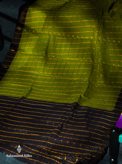 Beautiful Orange Zari Checks Sungudi Cotton Saree With Contrast Sea Blue Traditional Border