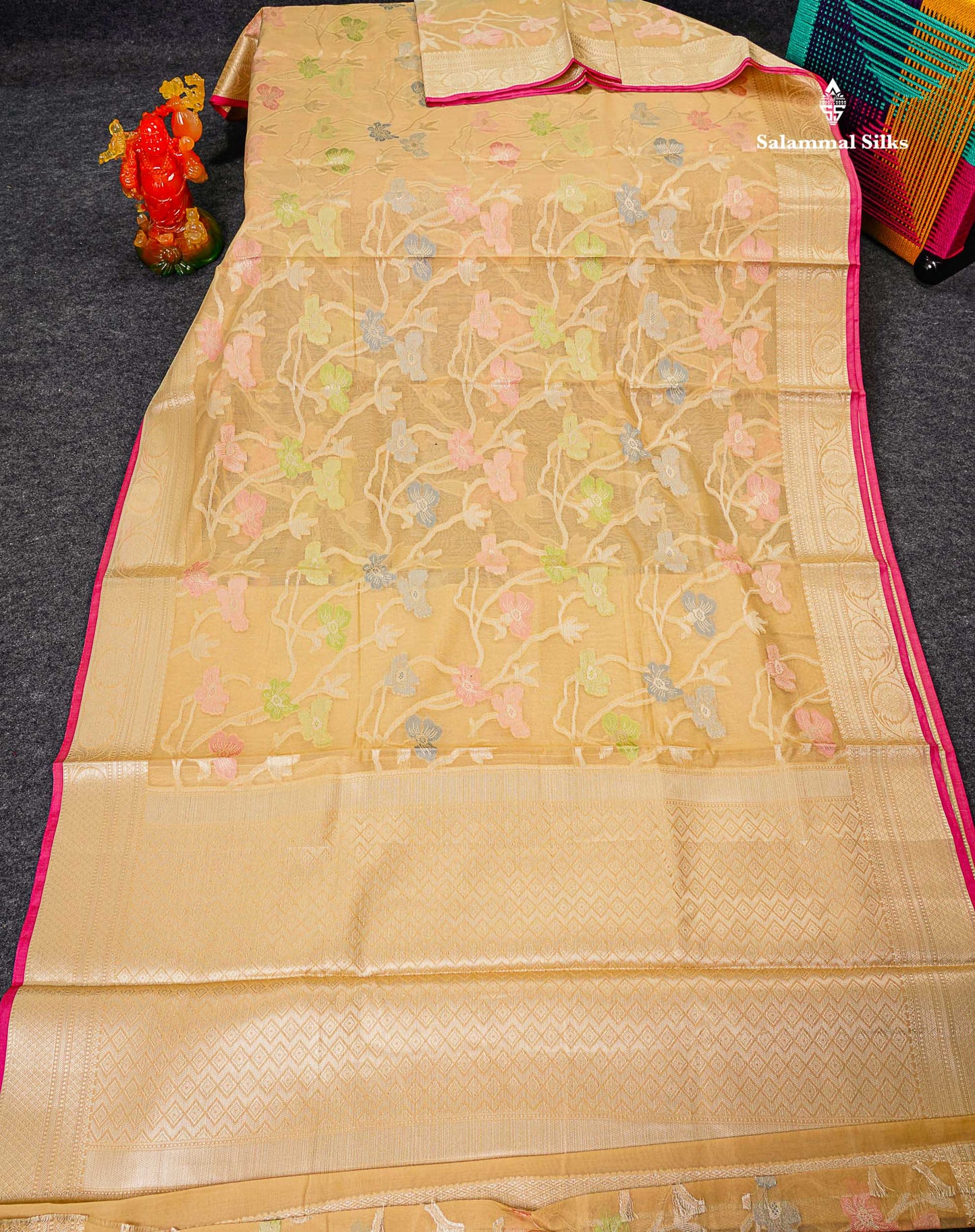 Cotton Mix Saree - Sandal Meenakari Work Along With Fancy Border