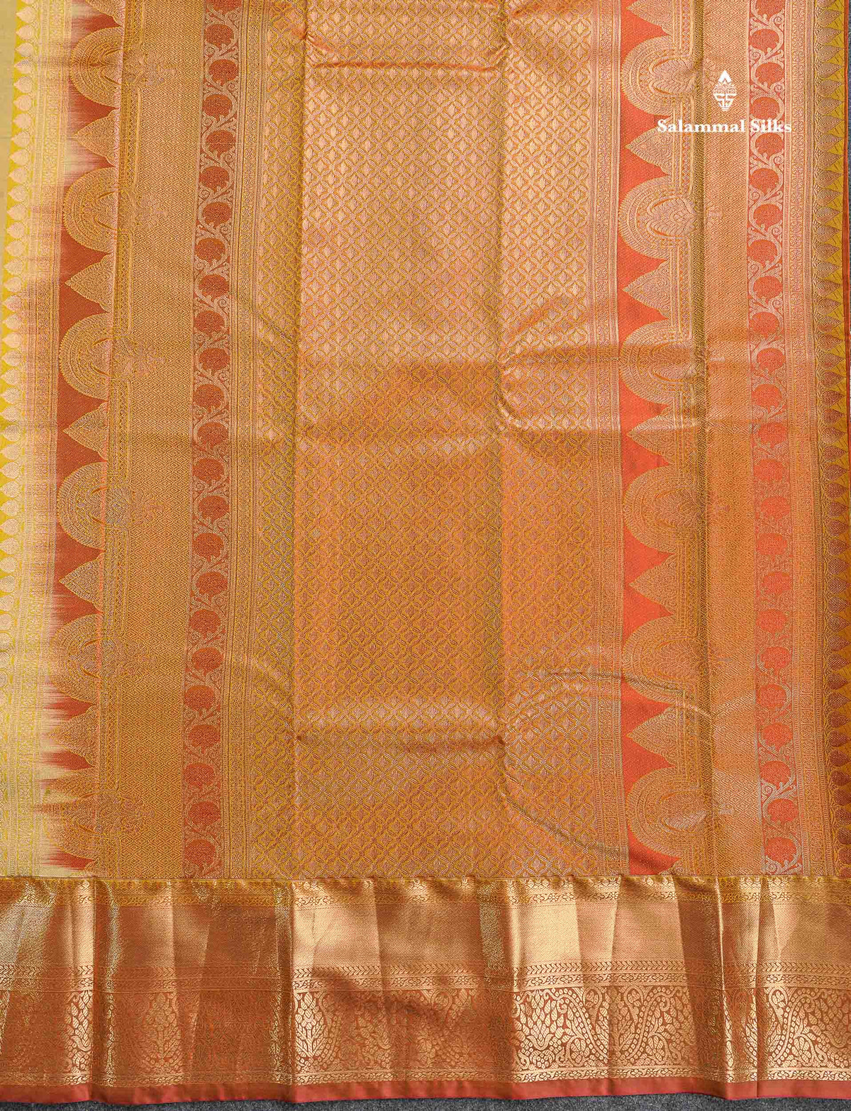 Semi Silk Saree - Beige Colour Body With Contrast Orange Traditional Evening Morning Border