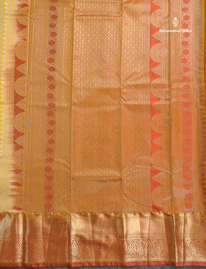 Semi Silk Saree - Beige Colour Body With Contrast Orange Traditional Evening Morning Border