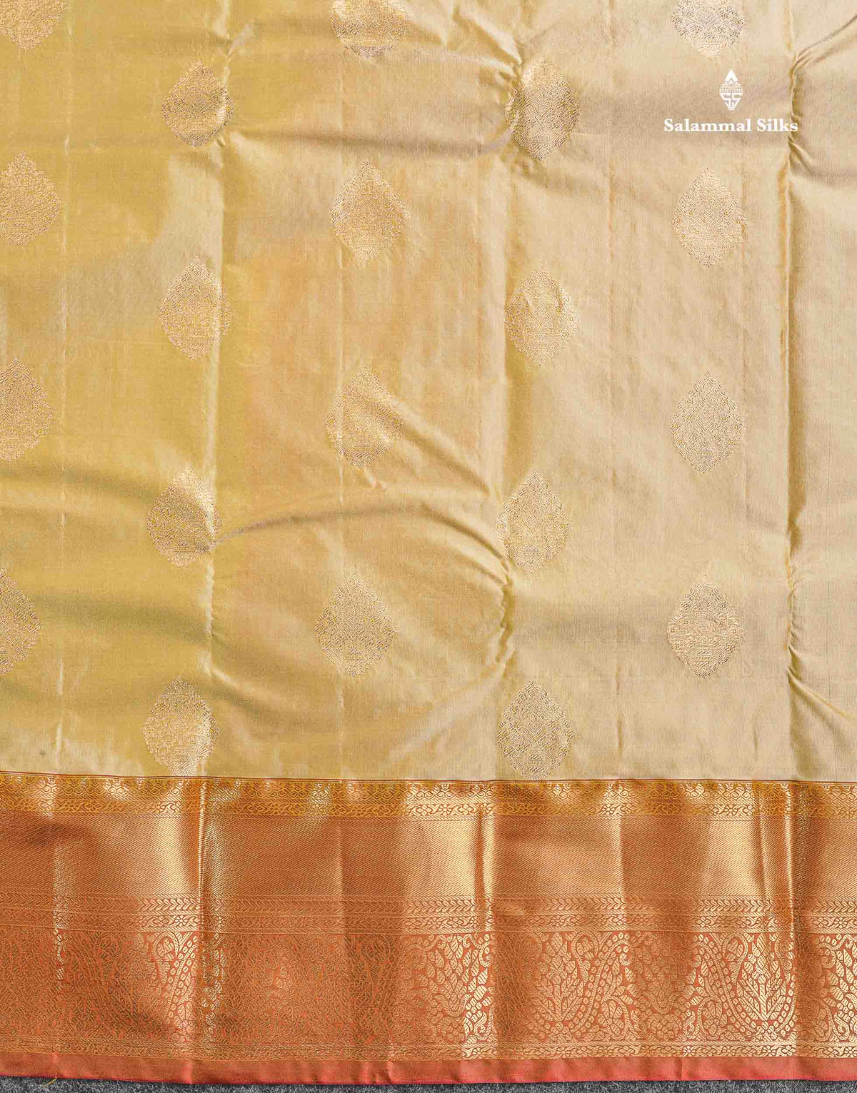 Semi Silk Saree - Beige Colour Body With Contrast Orange Traditional Evening Morning Border