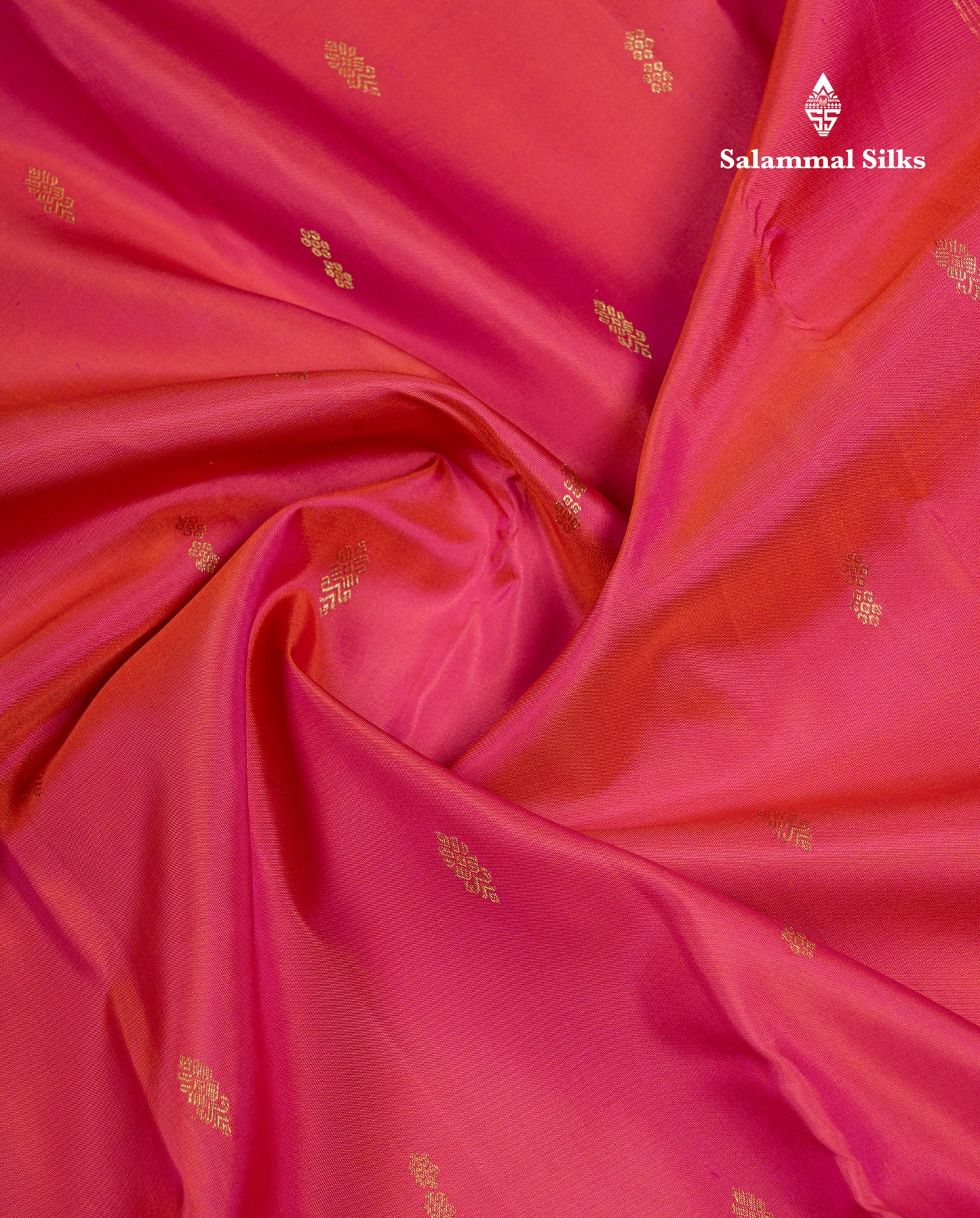 Beautiful Dual Tone Pinkish Orange Pure Kanjivaram Silk Saree With Contrast Magenta Pink Traditional Small Border