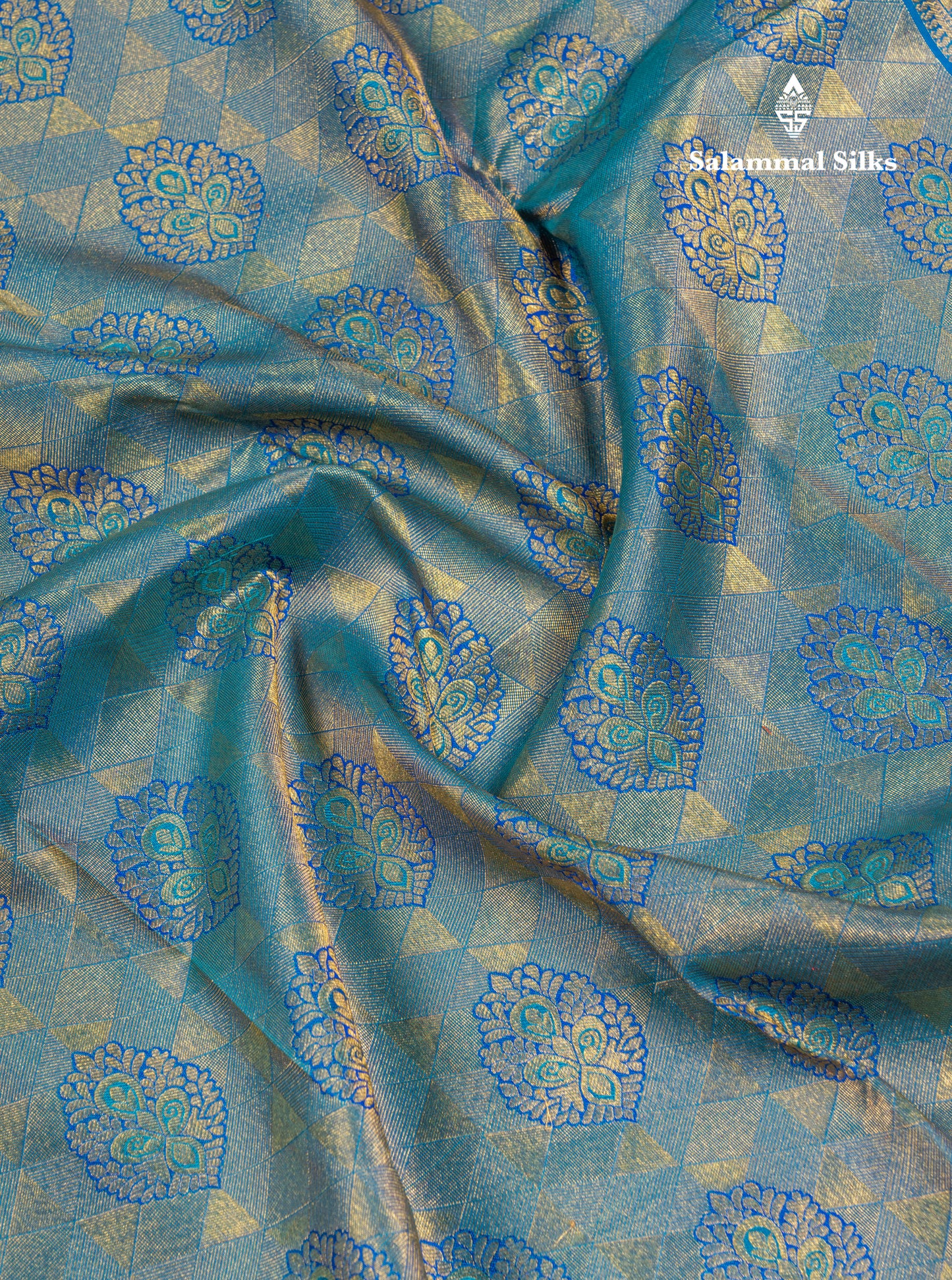 Peacock Blue Bridal Pure Kanjivaram Silk Saree With Traditional Border