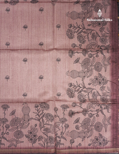 Light Purple Colour Semi Tussar Fancy Saree With Designer Blouse