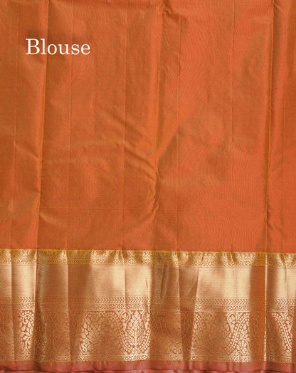 Semi Silk Saree - Beige Colour Body With Contrast Orange Traditional Evening Morning Border