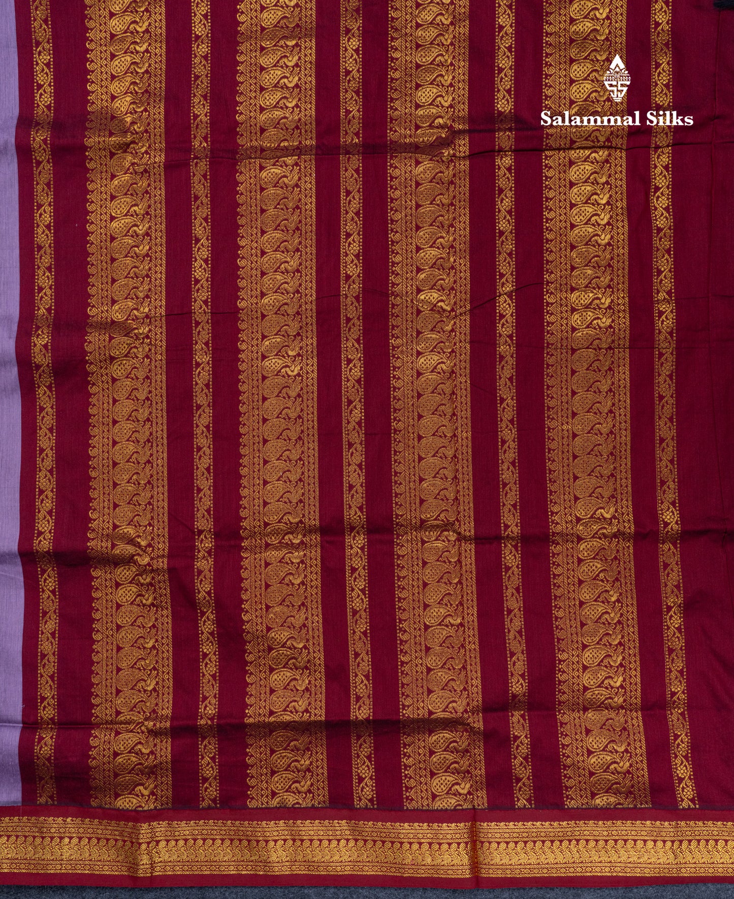 Lavender Kalyani Cotton Saree With Contrast Dark Maroon Blouse