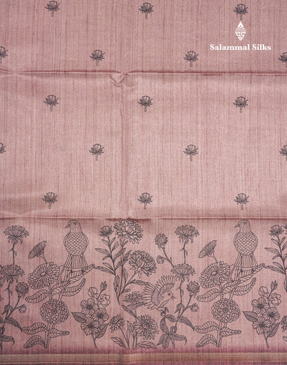 Light Purple Colour Semi Tussar Fancy Saree With Designer Blouse